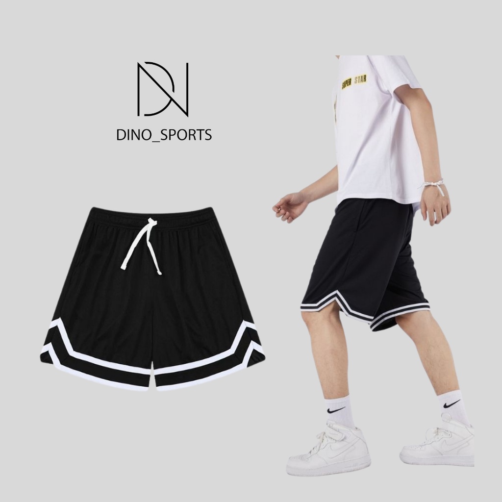 Quần đùi nam, quần short unisex DINO SPORTS vải poly co giãn, form rộng, tập thể thao hay mặc nhà
