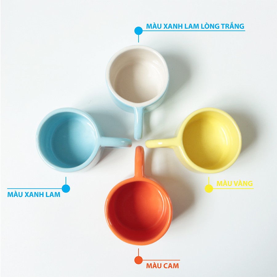 Ly gốm màu uống trà | Cốc cà phê gốm có quai - Pastel ceramic cup