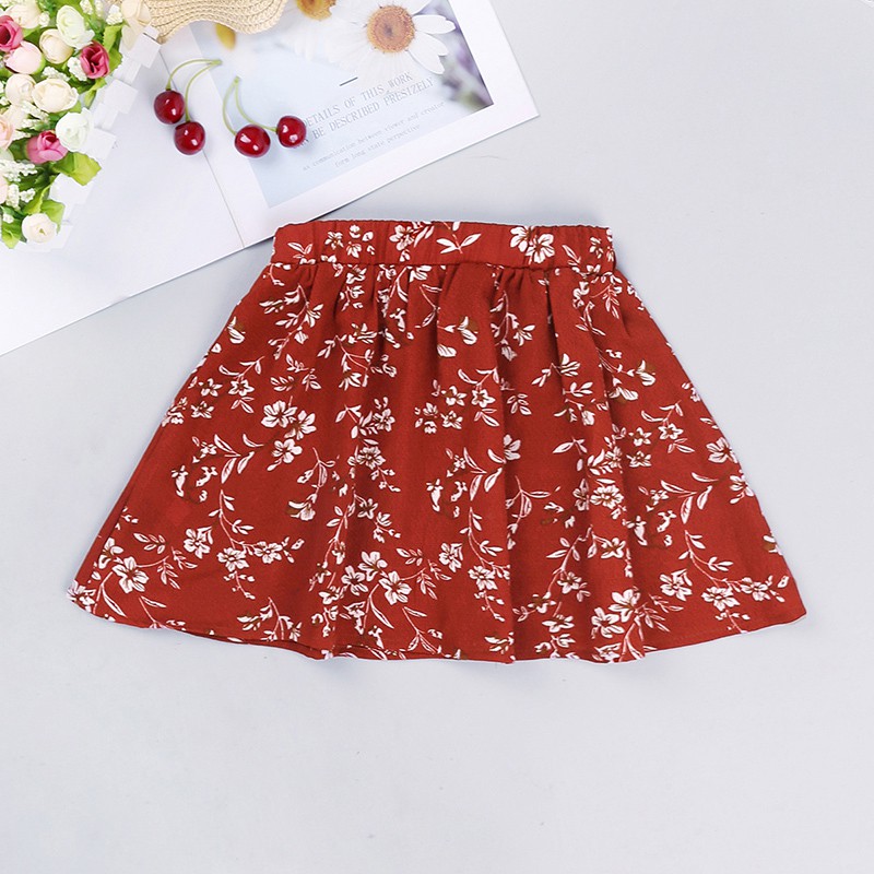 Bộ Áo Trễ Vai + Chân Váy Chiffon In Hoa Phong Cách Châu Âu Thời Trang Mùa Hè Cho Bé Gái 4-10 Tuổi