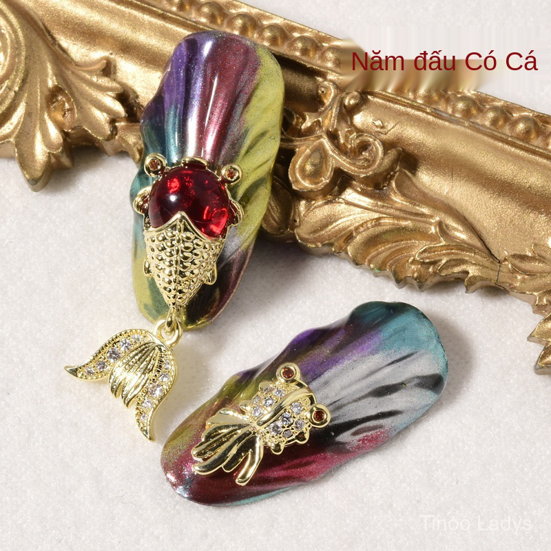 Phụ kiện đính móng nghệ thuật bằng Zircon đá nhân tạo phong cách mừng năm mới tạo may mắn