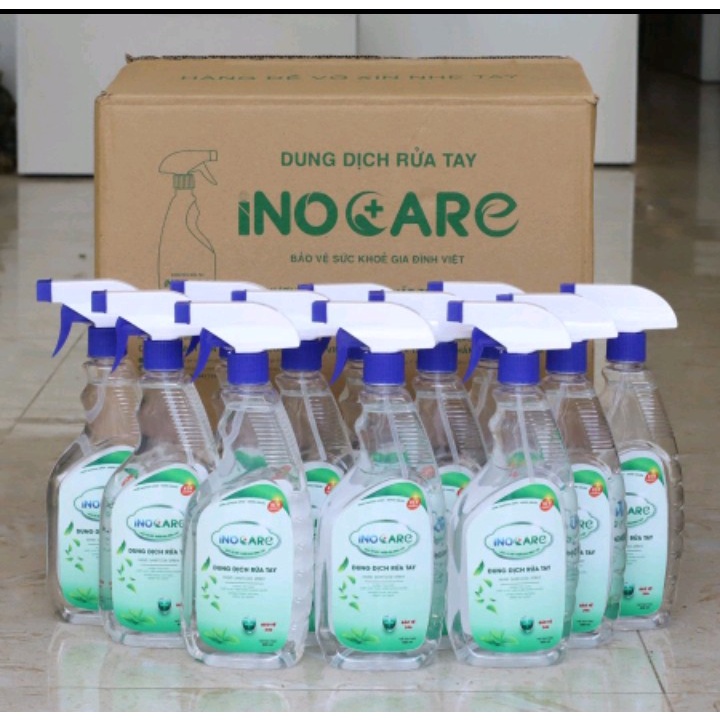 Xịt Dung Dịch Rửa Tay Khô Khử Khuẩn - Không Gây Khô Da INOCARE - Chai Lớn (500ml) Đàu Vặn Tròn