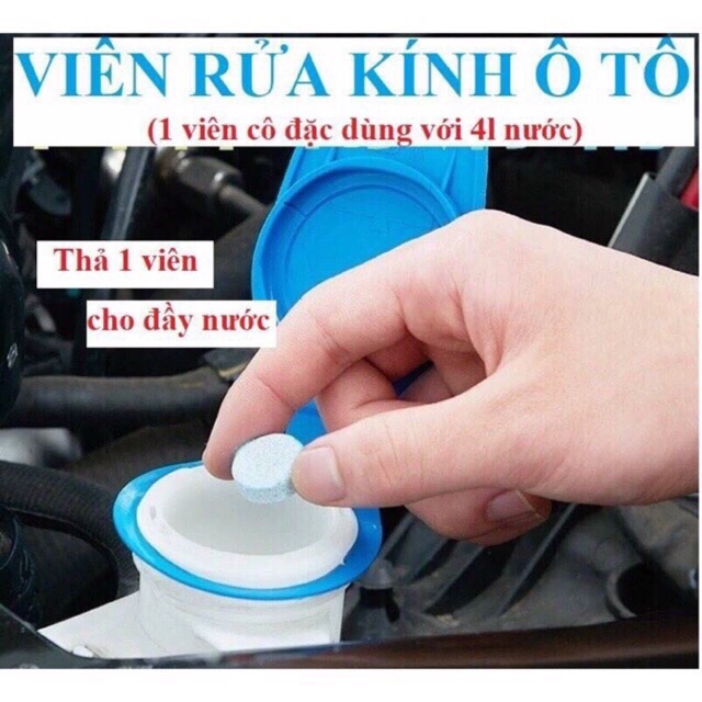 Viên sủi rửa kính xe ô tô siêu sạch - Nước rửa kính xe ô tô không lại hại gạt mưa - Khải Huy Scar
