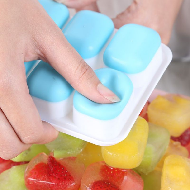 Khay làm đá có nắp đậy mút Silicon chống dính dạng viên chữ nhật bảo quản chống mùi tuyệt đối trong tủ lạnh Angola
