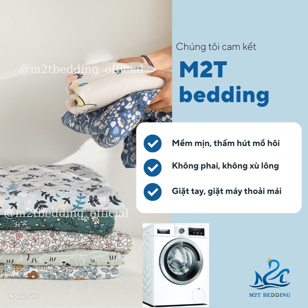 Bộ chăn ga gối Cotton poly M2T Bedding đáng yêu chăn ga Hàn Quốc miễn phí bo chun drap ga giường