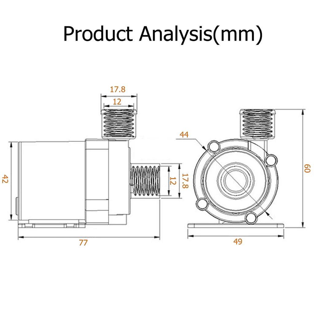 Máy Bơm Nước Mini 800l / H Dc 12v / 24v 19w