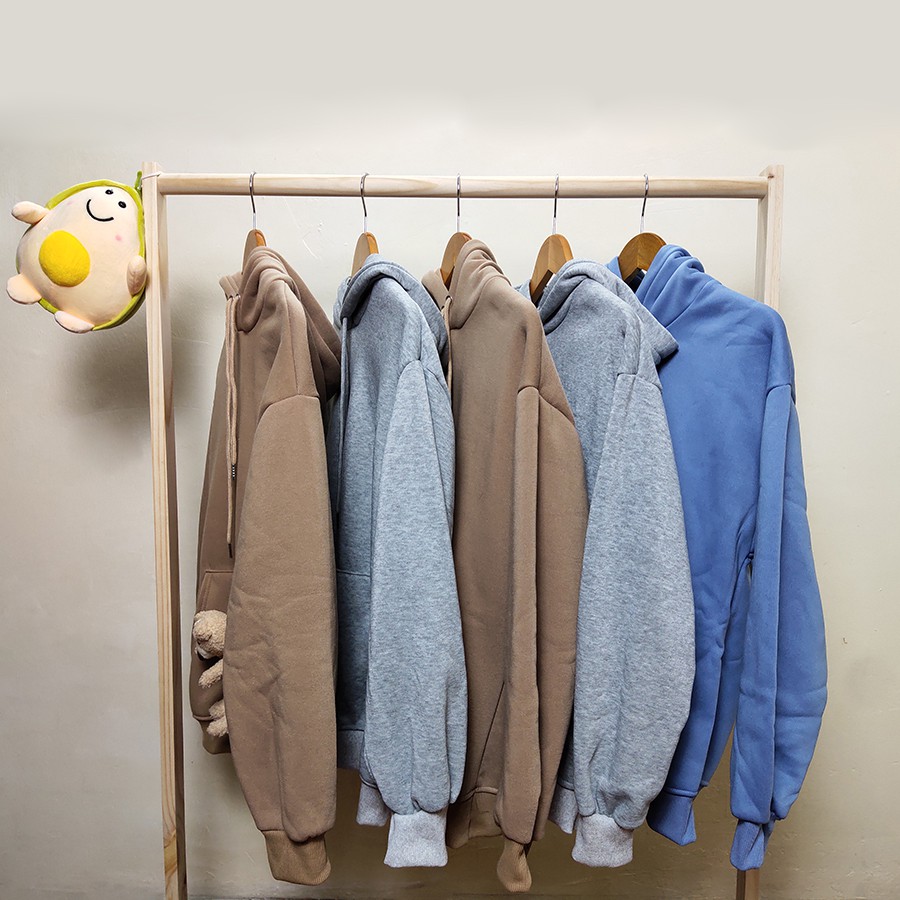 [Hoàn 30K Xu]  Áo Hoodie Lót Nỉ Trơn Gắn Gấu Teddy Form rộng Freesize cho Nam và Nữ | BigBuy360 - bigbuy360.vn