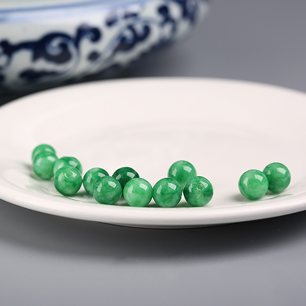 Bộ Hạt Đá Ngọc Bích Màu Sắc Trắng Xanh DIY Dùng Làm Vòng Tay/Dây Chuyền