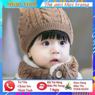 Mũ len cho bé từ 1 - 5 tuổi, mũ giữ ấm đầu và tai cho bé chất len dày Cao Cấp.