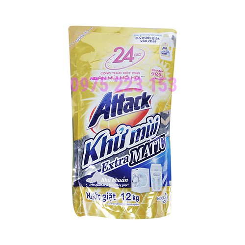 Túi nước giặt Attack khử khuẩn trên quần áo và máy giặt 1.2kg