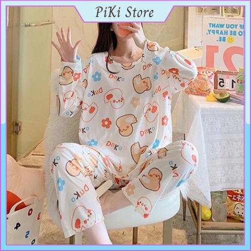 Bộ Đồ Ngủ Nữ Pijama Dài Tay Cổ Tròn Mặc Nhà | BigBuy360 - bigbuy360.vn