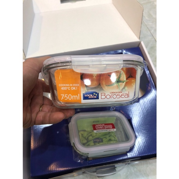 Bộ 3 hộp thủy tinh chịu nhiệt LOCK&LOCK glass ovenware LLG422S3-HP ( 380ml, 500ml và 750ml )