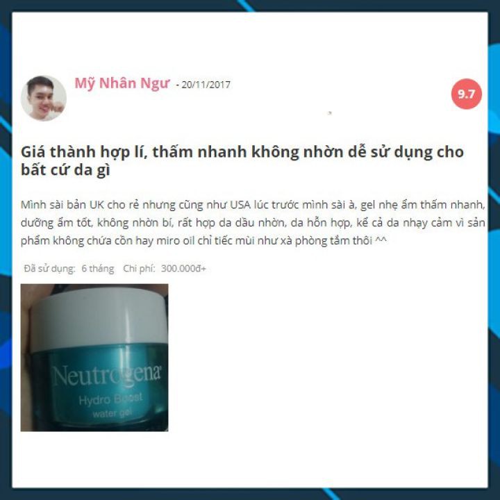 Kem dưỡng Neutrogena Water Gel - Gel Cream Water , Gel Da Dầu - White Store