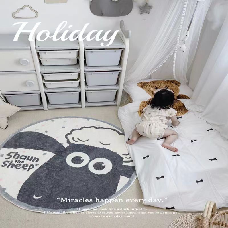 Thảm Lông Lót Sàn Hình Tròn Bằng Len Cashmere Nhân Tạo Dày Dặn Có Thể Giặt Rửa Cho Phòng Khách / Phòng Ngủ