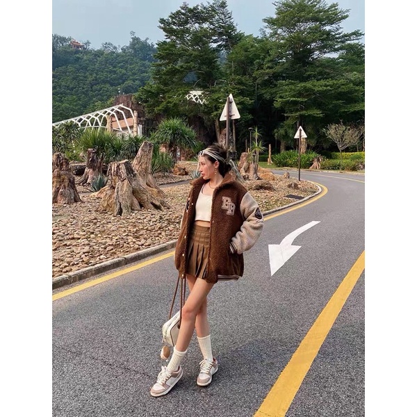 Áo khoác bomber lông cừu-Áo hoddie thêu chữ BeerBro phối 2 màu lót trần bông cao cấp MEMN 1186