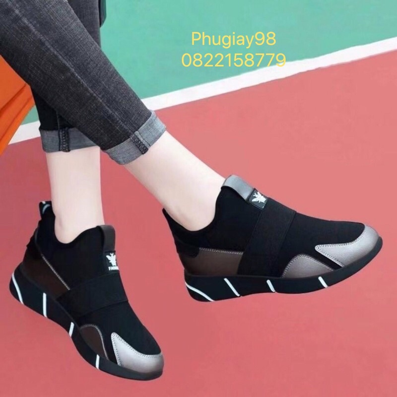Giầy thể thao nữ màu đen viền bạc phong cách Hàn Quốc hàng nhập Quảng Châu (Hàng ORDER)