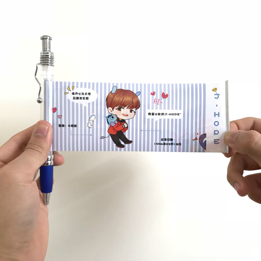 [BTS] Bút viết kèm ảnh chibi idol các thành viên BTS