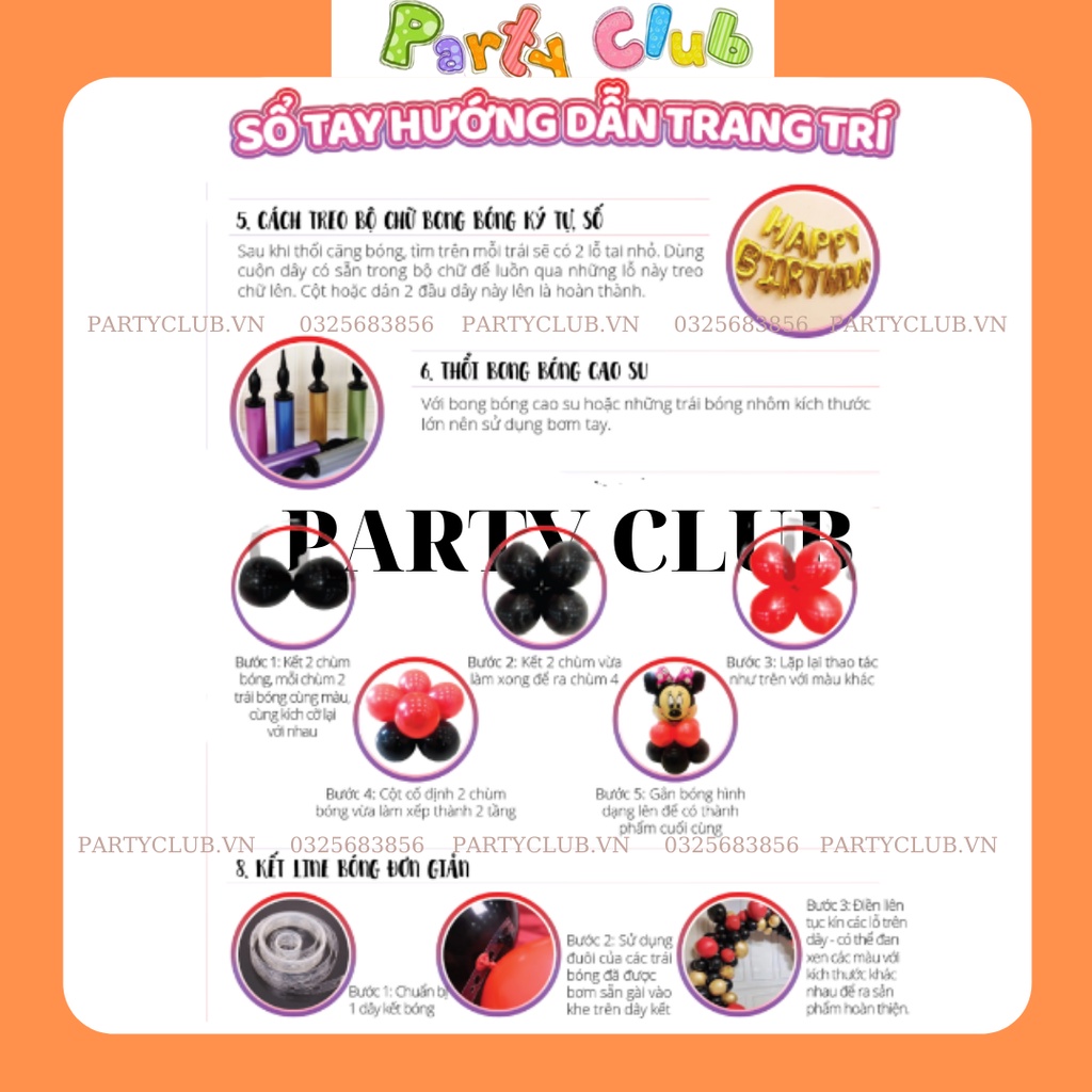 set bóng trang trí sinh nhật màu hồng cho bé