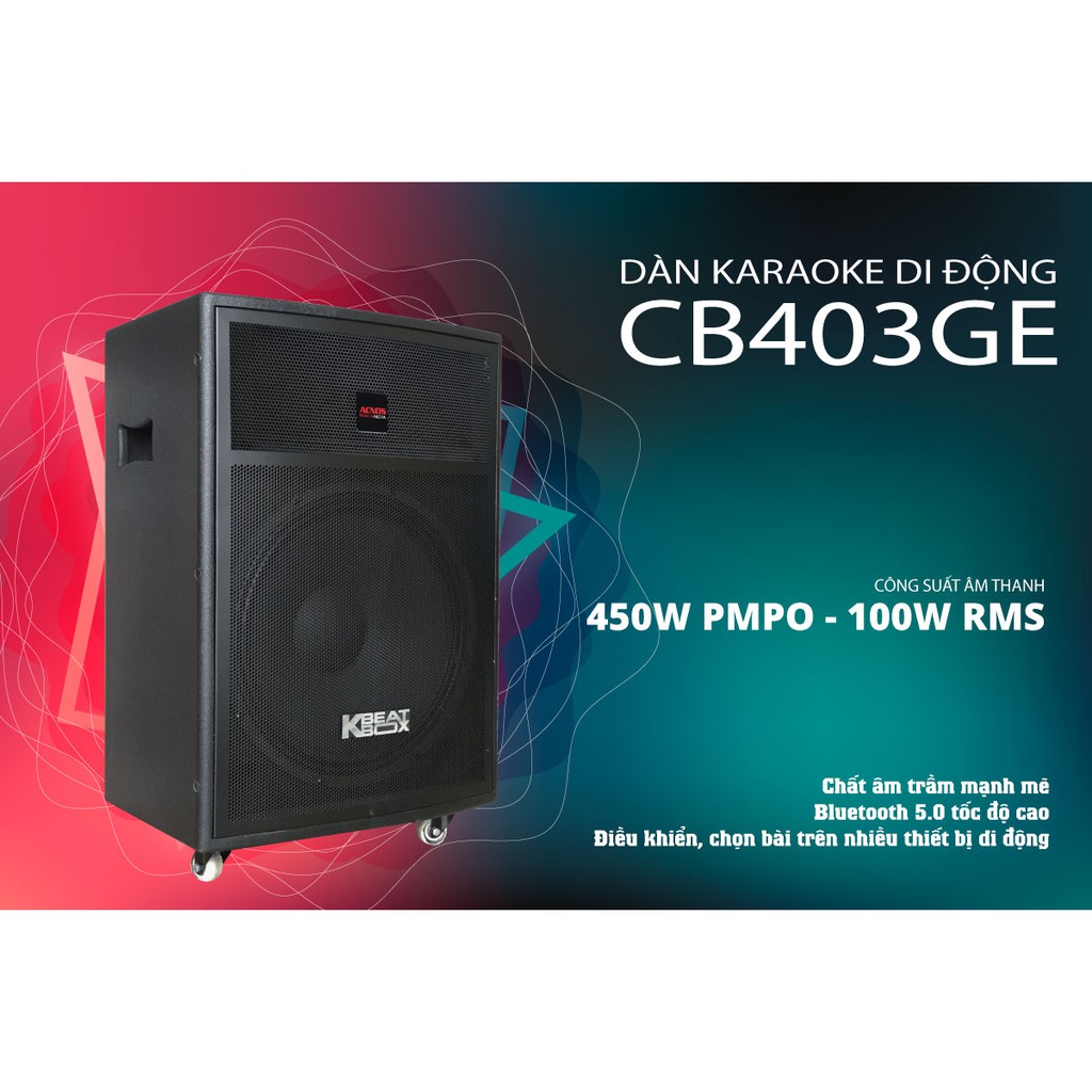 Loa kéo Acnos CB403G Bluetooth 5.0, Loa bass 4 tấc, Micro UHF - Chính Hãng Acnos