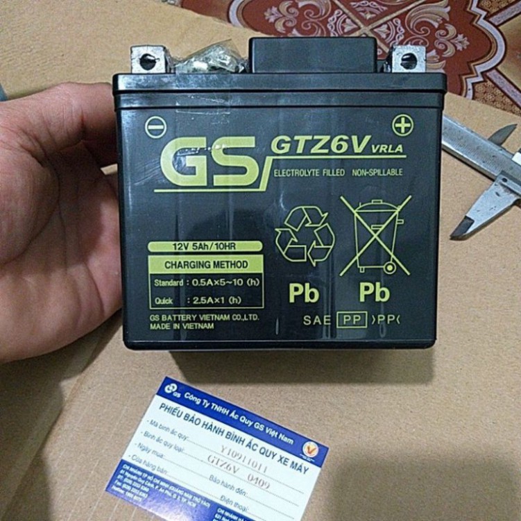 Bình Ắc Quy Khô GS GTZ6V (12V-5Ah) lắp xe ga honda