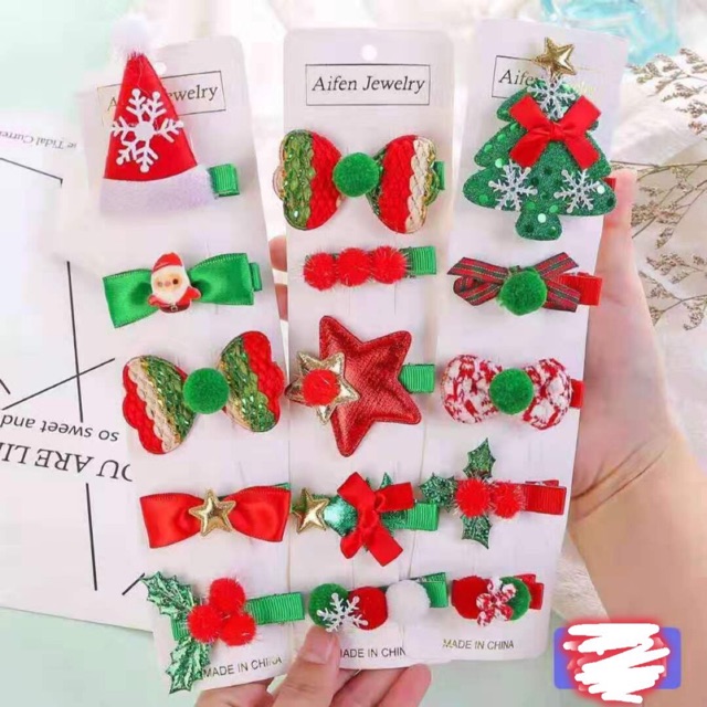 Sỉ vỉ 5 kẹp tóc biểu tượng noel