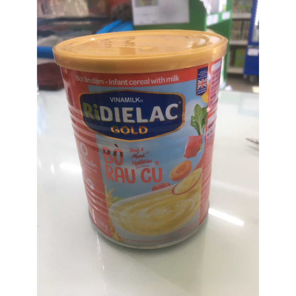 BỘT ĂN DẶM RIDIELAC GOLD BÒ RAU CỦ - HỘP THIẾC 350G