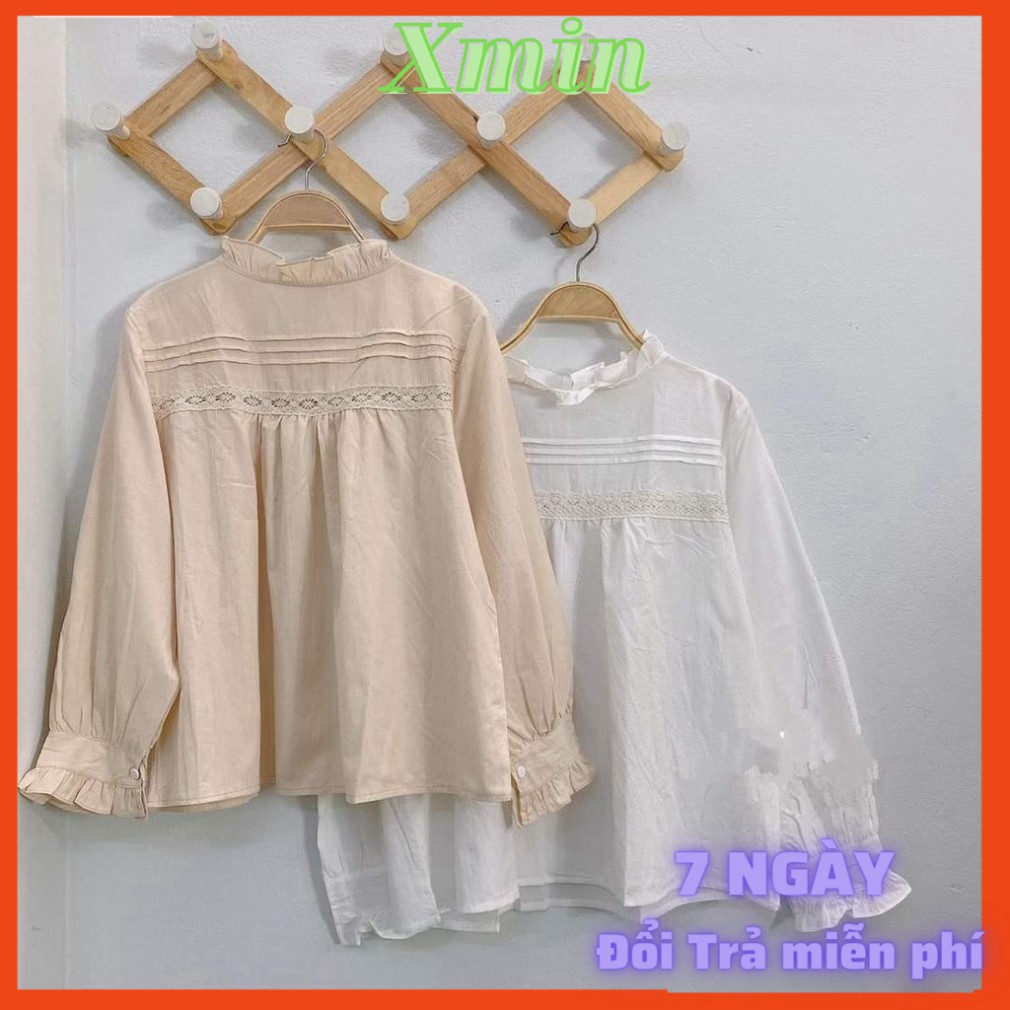Áo babydoll tiểu thư A260 cổ bèo ren ngực quảng châu Thời trang Xmin VINTAGE