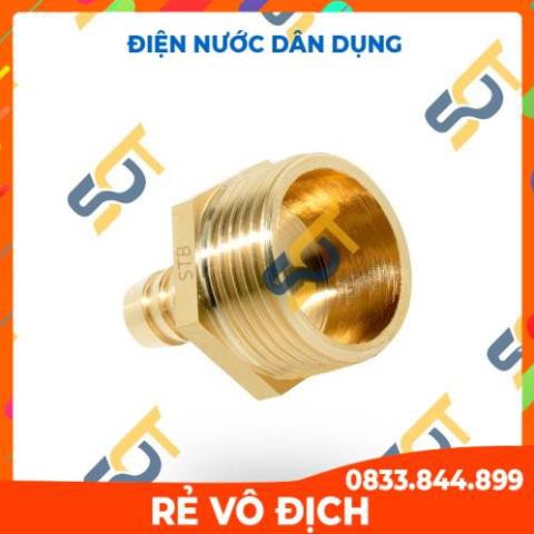 Ren ngoài 1/8 (9.6) đuôi chuột nối ống mềm - Đồng thau (Brass airline fitting female hose connector, béc búp RN)