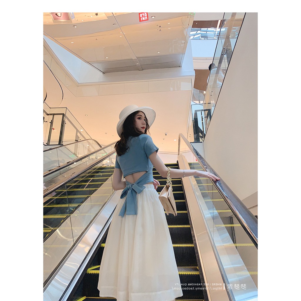 Set Váy Hai Món ⚡️ẢNH THẬT⚡️ Set Váy Cotton, Gồm Áo Và Chân Váy Xòe Cực Xinh | BigBuy360 - bigbuy360.vn