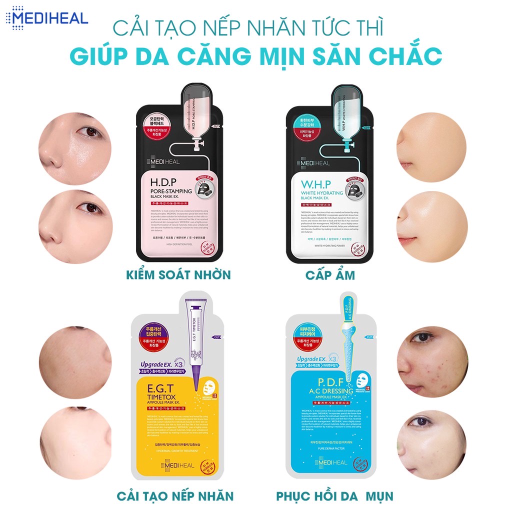 Mặt Nạ Dưỡng Trắng Da, Giảm Mụn, Tái Tạo, Phục Hồi Da Mediheal