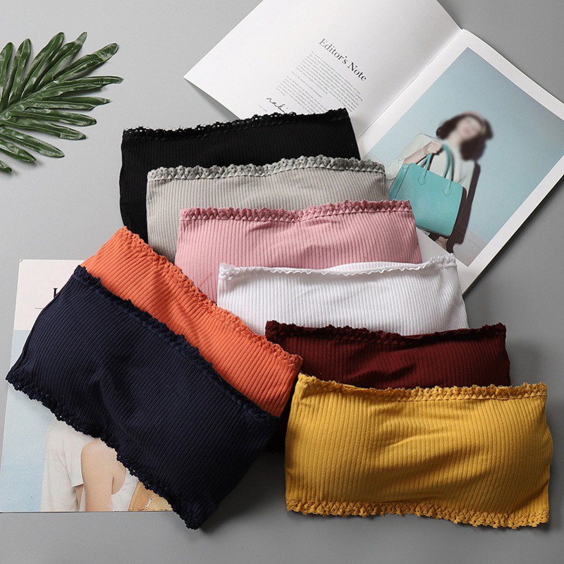 Áo lót ống phối ren bằng cotton thoáng khí dành cho nữ | BigBuy360 - bigbuy360.vn