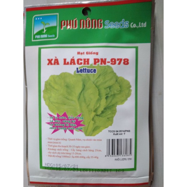 Hạt giống xà lách 978 Phú Nông 10gr
