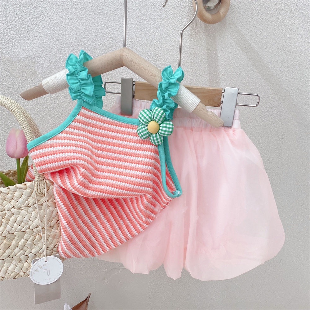 [Babycat] Hàng Có Sẵn Áo Hai Dây Sát Nách Mùa Hè In Hoa Nhỏ Thoải Mái Phong Cách Nhật Hàn Dễ Thương Thời Trang Cho Bé Gái