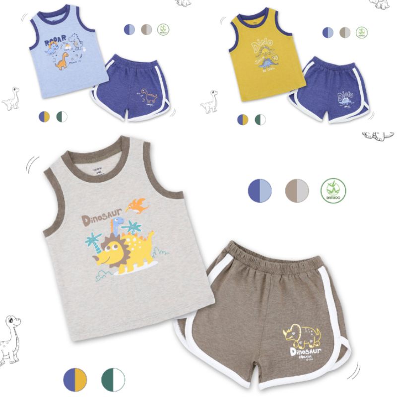 DOKMA 2022 - Bộ Ba Lỗ họa tiết khủng long cho bé trai, bé gái từ 6M đến 3Y