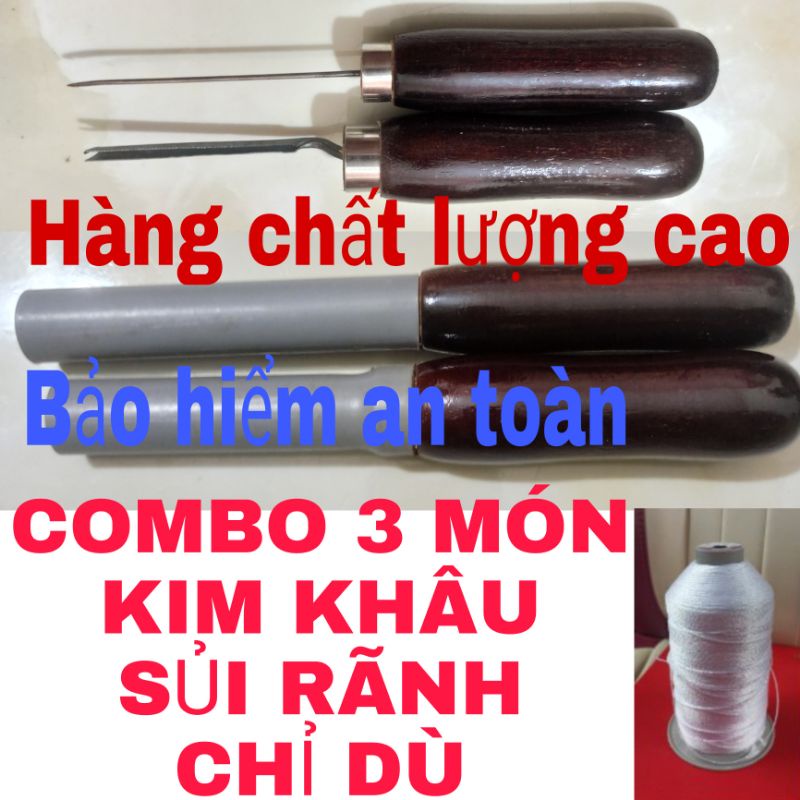 Dụng cụ khâu giày dép (Kim,sủi rãnh, chỉ dù)combo3 món.Hàng chất lượng tốt nhất