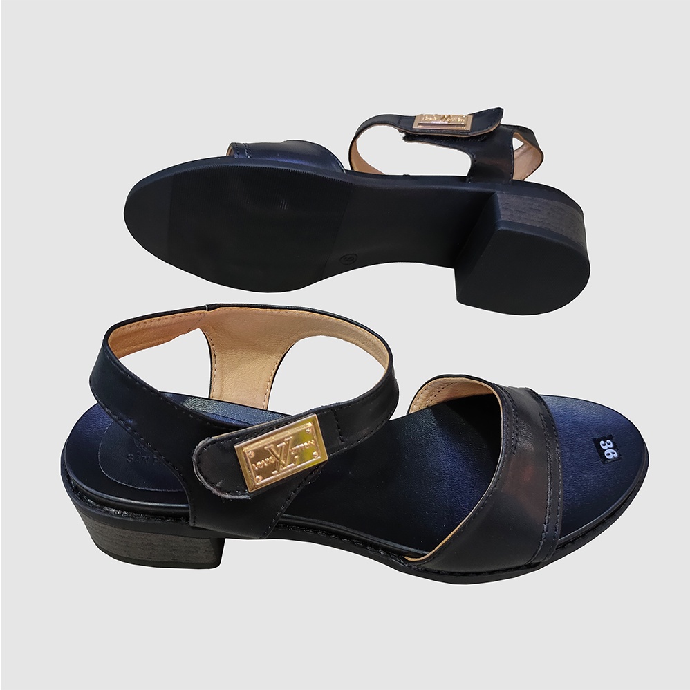 Giày Sandal nữ cao gót 4,5cm TiTi ĐÔ thời trang da bò thật cao cấp DNU2093a