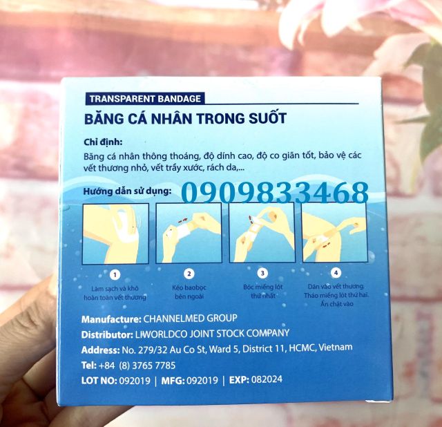 Băng cá nhân Trong Suốt chăm sóc vết thương hộp 100 cái