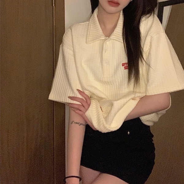 Áo polo cộc tay thun xốp nữ - Áo phông tay ngắn dáng suông cổ bẻ HOT TREND