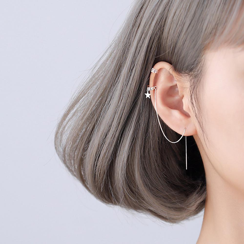 JARRED Khuyên Kẹp Vành Tai Dáng Dài Nhiều Lớp Họa Tiết Hình Học Thời Trang Hàn Quốc Cho Nữ