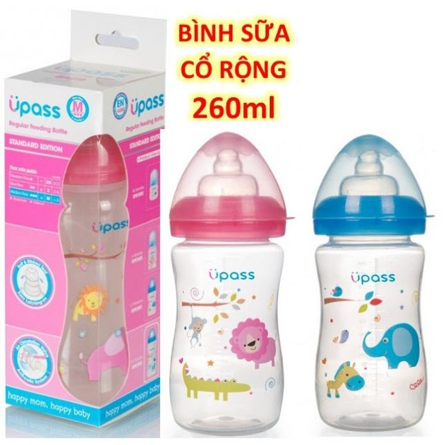 Bình sữa cổ rộng Upass 260ml