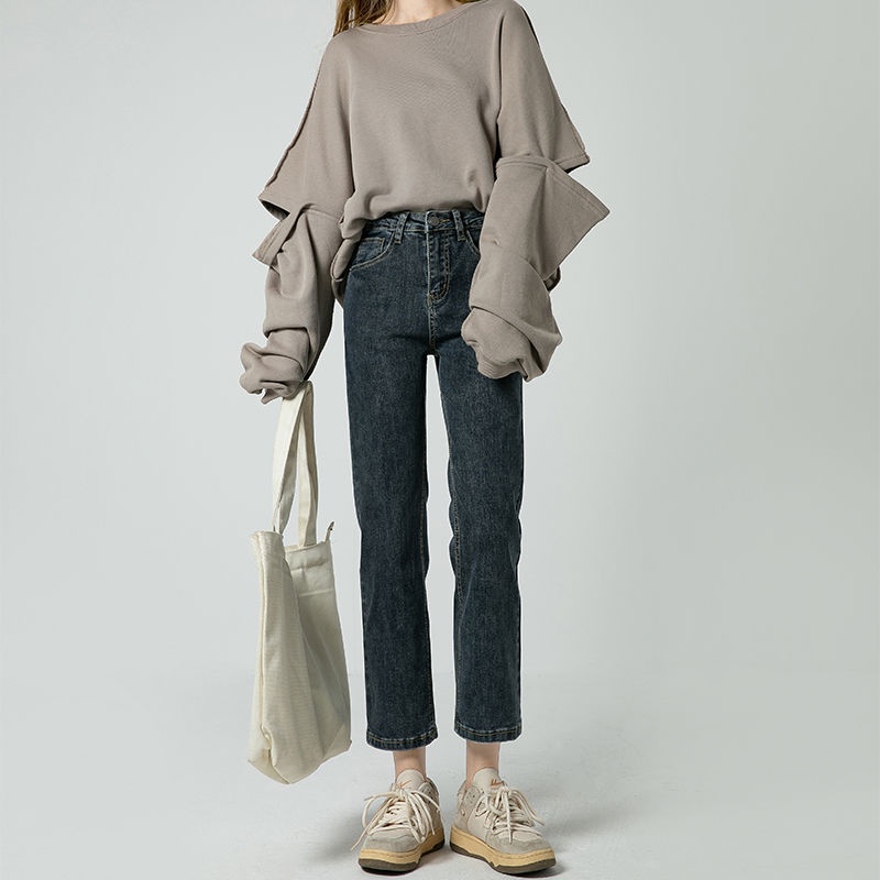 Quần jeans Nữ Lưng Cao Ống Đứng Thời Trang Hàn