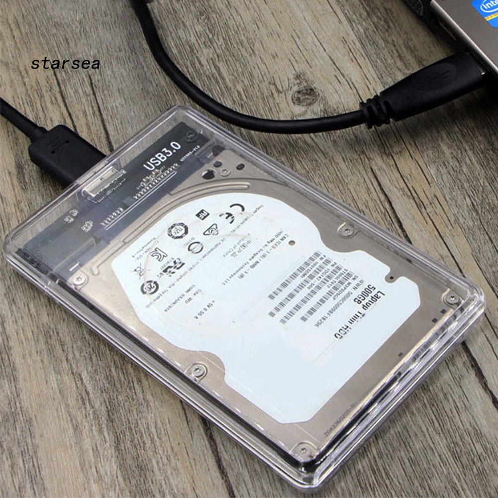 STSE_Transparent 2.5 Inch SATA to USB3.0 Mobile HDD SSD Case Box External Enclosure