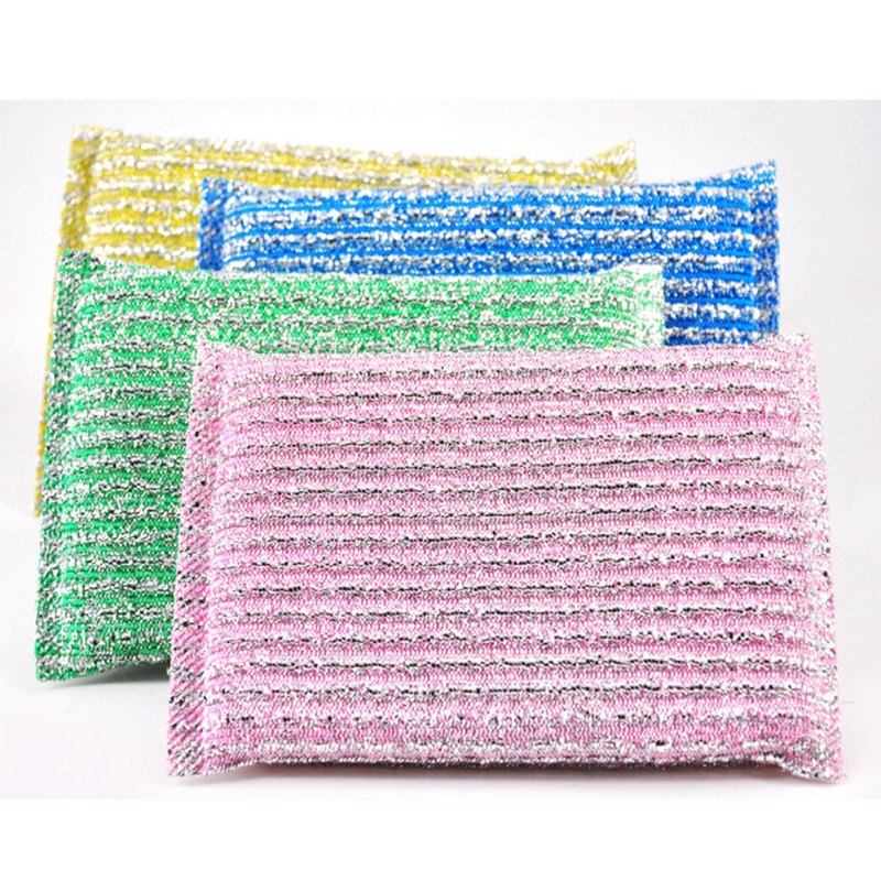 4 Miếng Rửa Chén Siêu Tạo Bọt Miếng Rửa Chén 2 Mặt Dây Thép Siêu Sạch