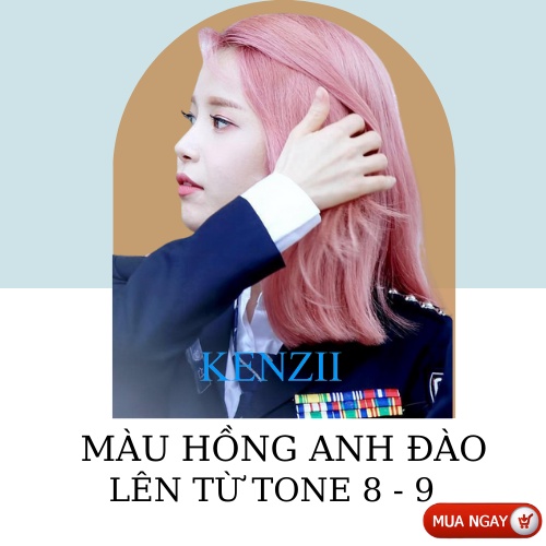 Thuốc nhuộm tóc màu Hồng Anh Đào lên từ tone 8 ( Tặng oxi ) KENZII - Thuốc nhuộm tóc hồng