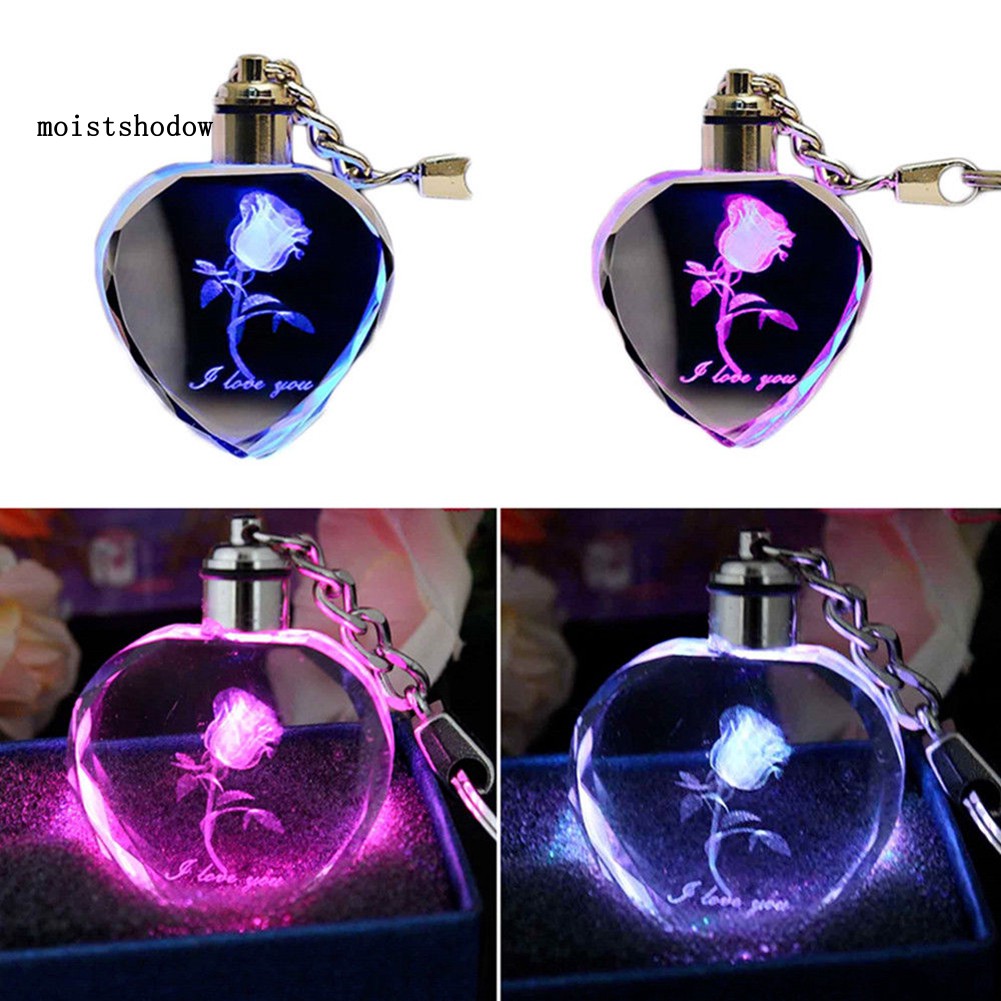 Móc khóa hình trái tim có đèn LED có thể thay đổi màu sắc trang trí độc đáo