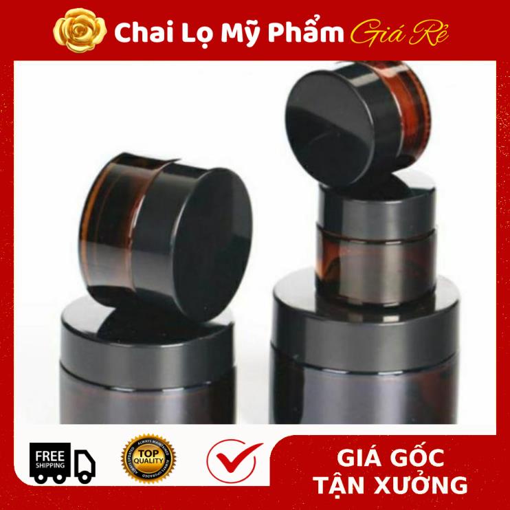 Hủ Đựng Kem ❤ RẺ VÔ ĐỊCH ❤ Hũ Chiết Kem Thủy Tinh Nâu 10g , Hũ lọ chiết mỹ phẩm , phụ kiện du lịch