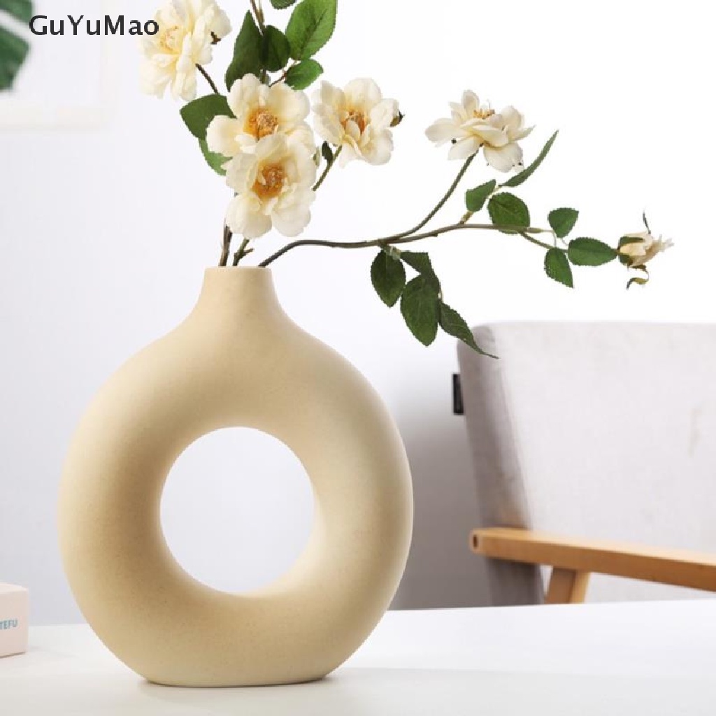 Bình hoa gốm hình tròn thiết kế đục lỗ trang trí nhà cửa phong cách Bắc Âu