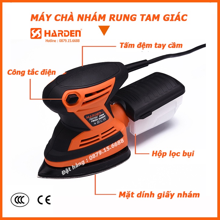 Máy chà nhám rung tam giác Harden 200W , may cha nham tam giac