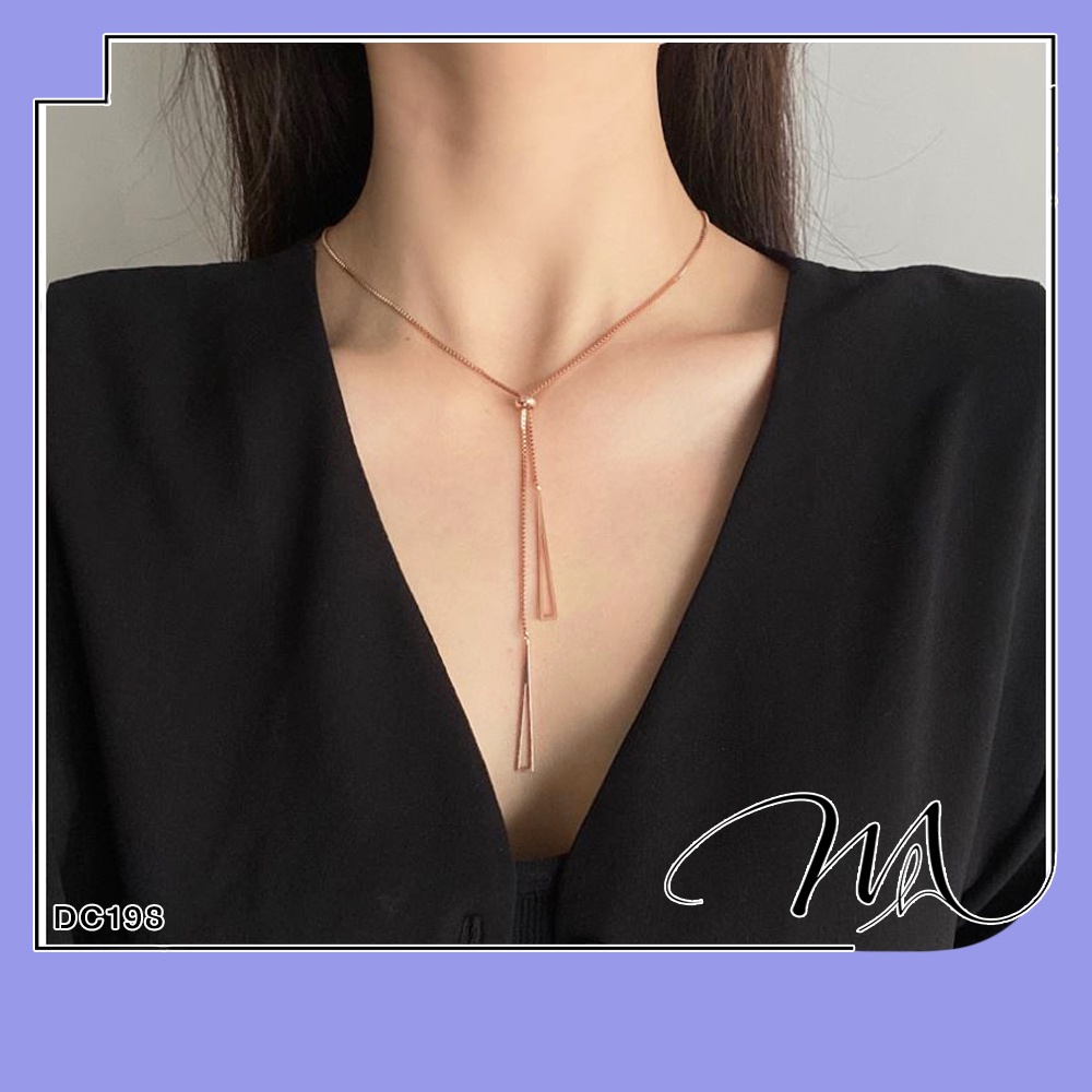 Dây chuyền nữ Titan dây rút thanh rỗng xinh xắn - Măng’s House DC198