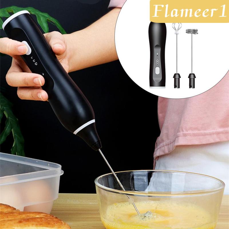Máy Đánh Sữa Tạo Bọt Cà Phê 1 Cổng Sạc USB Kèm 2 Cây Khuấy Bằng Thép Không Gỉ