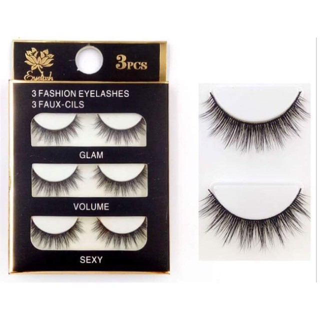 Mi Chồn , Lông Mi Giả Chồn 3D 3PCS 3 Fashion Eyelashes 3 Faux-Cils - bộ 3 cặp